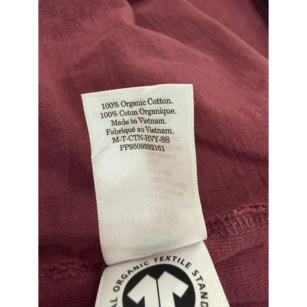 Everlane Organic Cotton Crew Neck T-Shirt Burgundy Maroon Medium M-T-CTN-HVY-SS - Picture 6 of 6